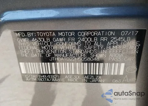 2017 Lexus Is 200T from USA, damaged, VIN JTHBA1D22H5058048